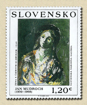 464 - Umenie - Ján Mudroch, Žena s čiernym klobúkom, 1940