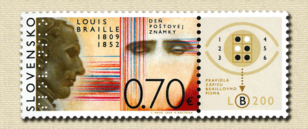 466 - Deň poštovej známky – Louis Braille (1809 – 1852)