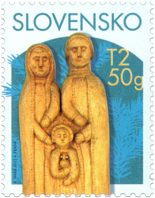 Poštová známka „Vianoce 2023: Slovenské ľudové rezbárstvo“