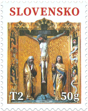 Poštová známka „Veľká noc 2024: Mobiliár z Baziliky minor sv. Egídia v Bardejove“ 